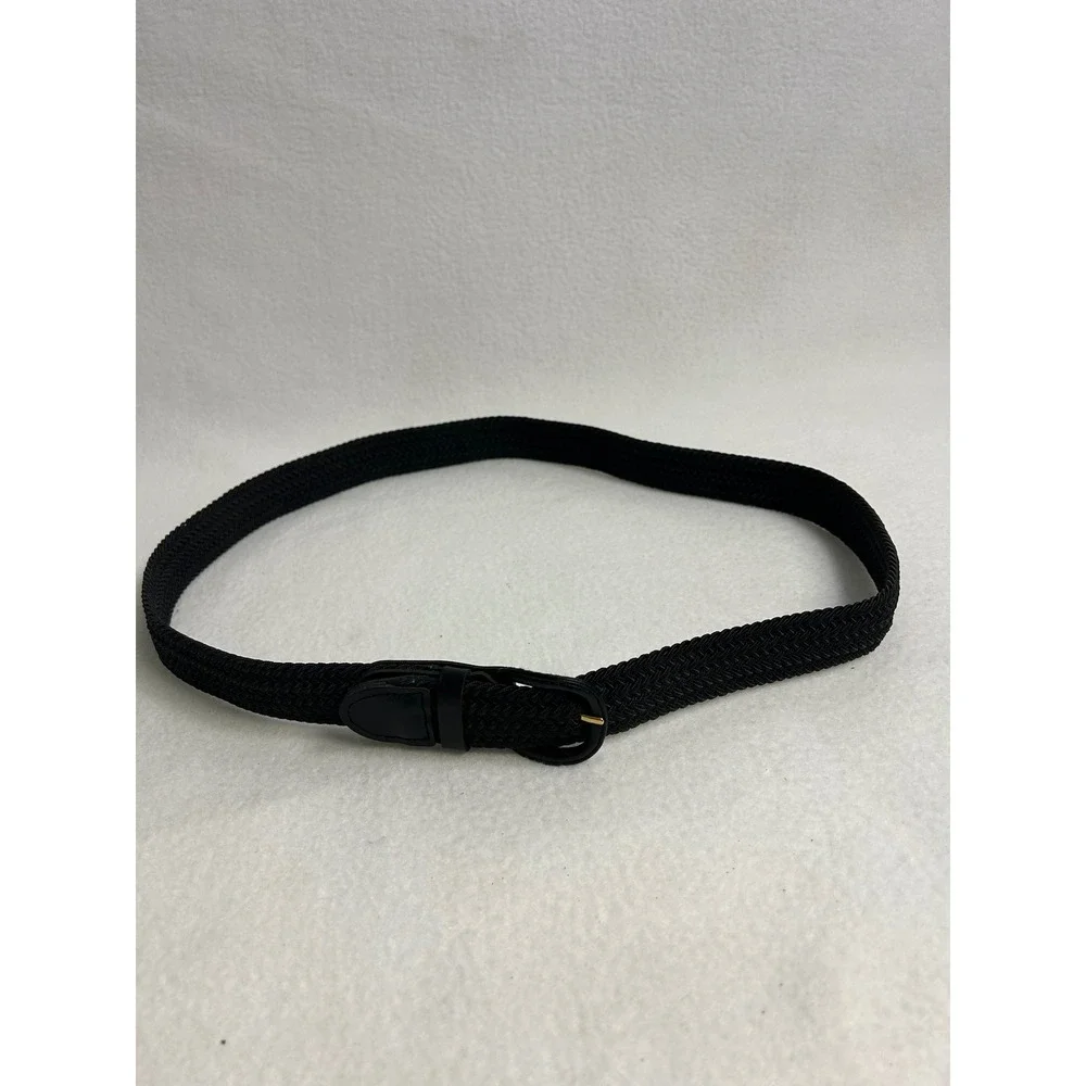 Classic Minimalist Mens Size L 38-40 Black Braided Elastic Stretch Belt